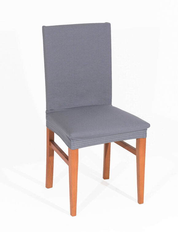 Housse chaise unie bi-extensible (gris) Housse chaise unie bi-extensible (gris)